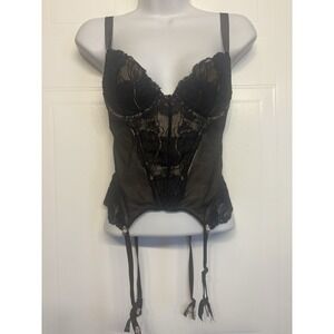 Victoria's Secret X Chantal Thomass Vintage Garter Teddy Lace Lingerie 34C Black